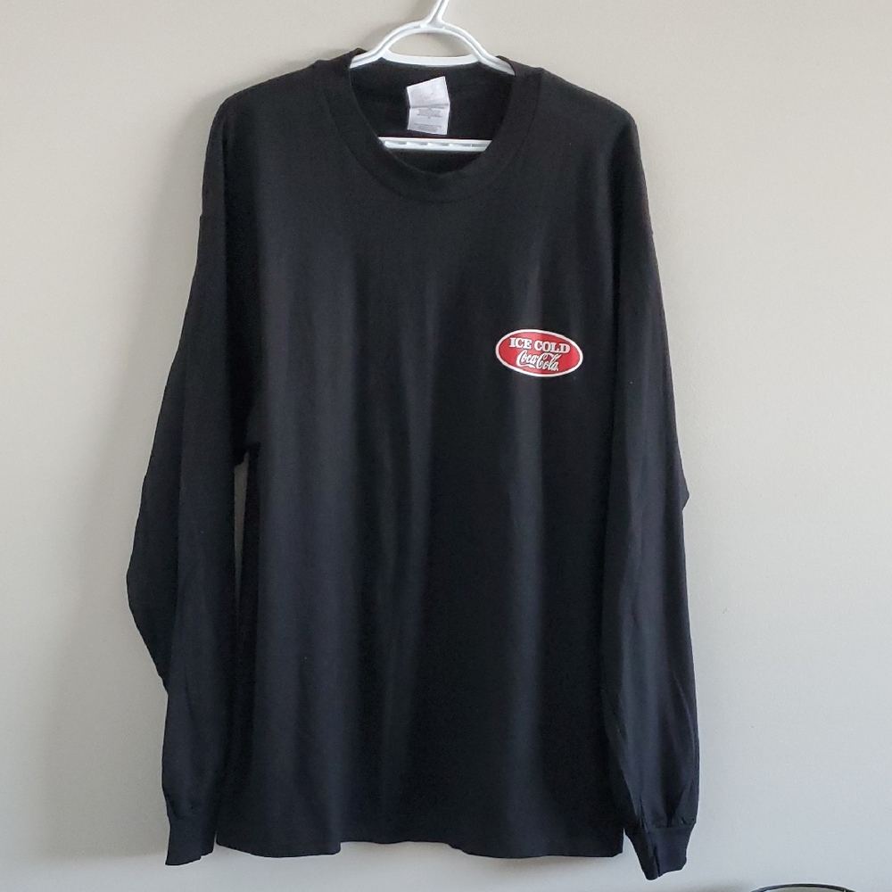 Vintage Hanes Beefy Tee Coca Cola Black Cotton Long Sleeve Tee Sz XL Y2K 90's